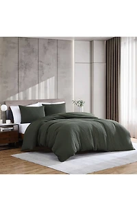 Solid Waffle Knit Duvet Cover & Sham Set