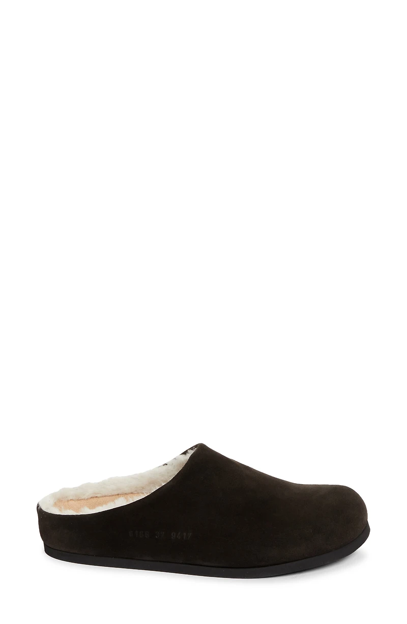 Suede & Genuine Shearling Clog
