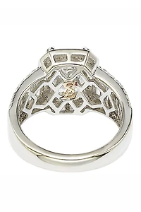 Sterling Silver Emerald-Cut & Round-Cut Cubic Zirconia Engagement Ring