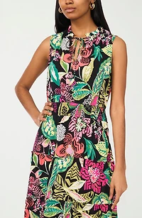 Tie Keyhole Sleeveless Tiered Maxi Dress