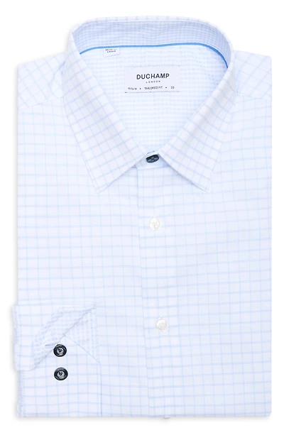 Tailored Fit Check Stretch Cotton Dress Shirt