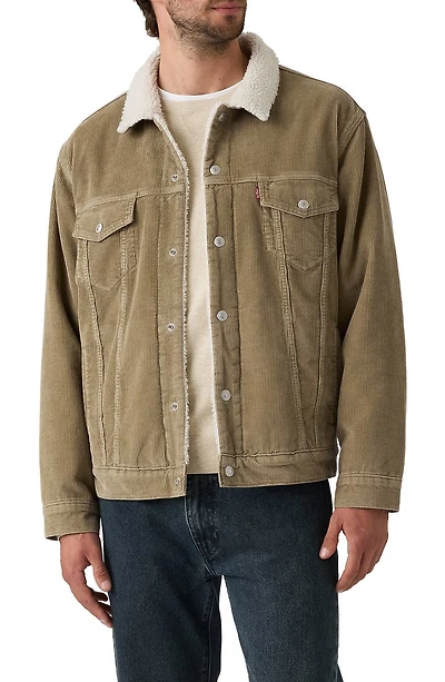 Relaxed Fit Faux Shearling Lined Trucker Jacket