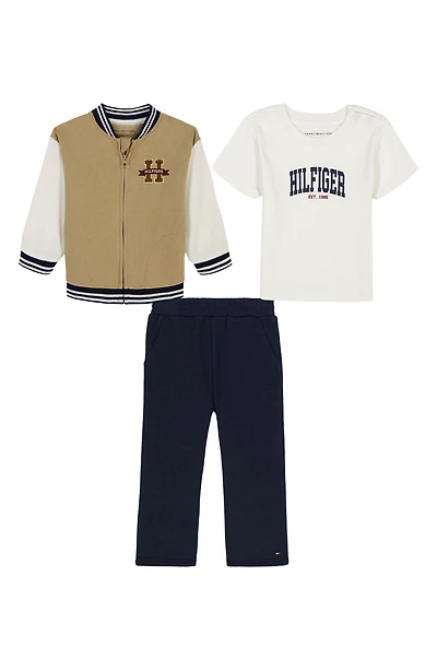 Varsity Jacket, Logo T-Shirt & Pants Set