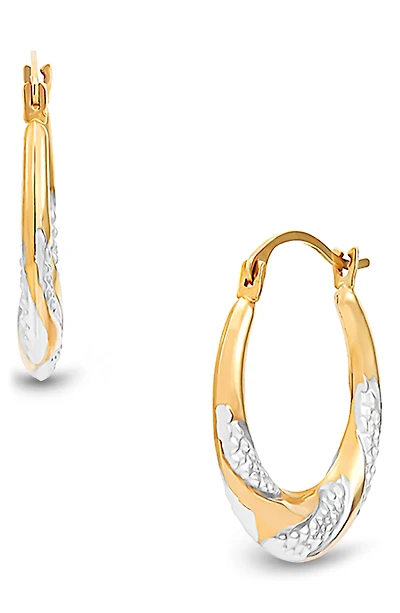 Textured Two-Tone Hoop Earrings