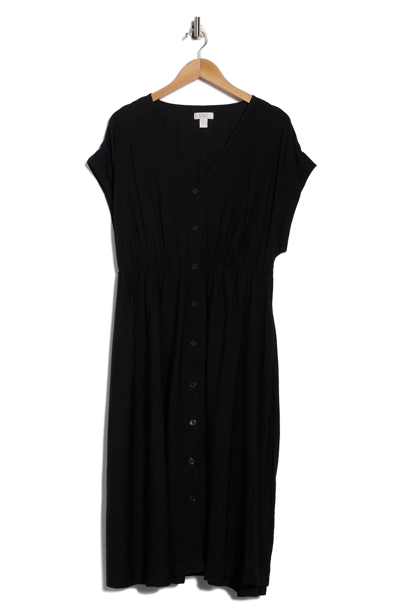Short Sleeve Button Front Dress