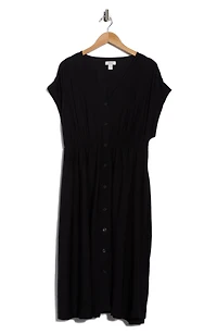 Short Sleeve Button Front Dress