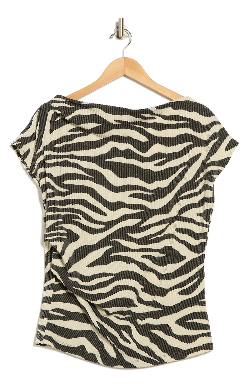 Zebra Stripe Cap Sleeve Ribbed Top