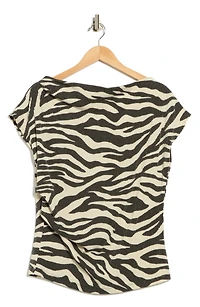 Zebra Stripe Cap Sleeve Ribbed Top
