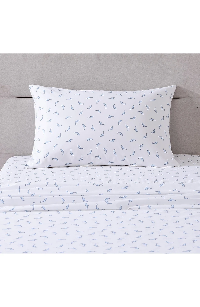 Dolphin Print 200 Thread Count Cotton Percale Sheet Set