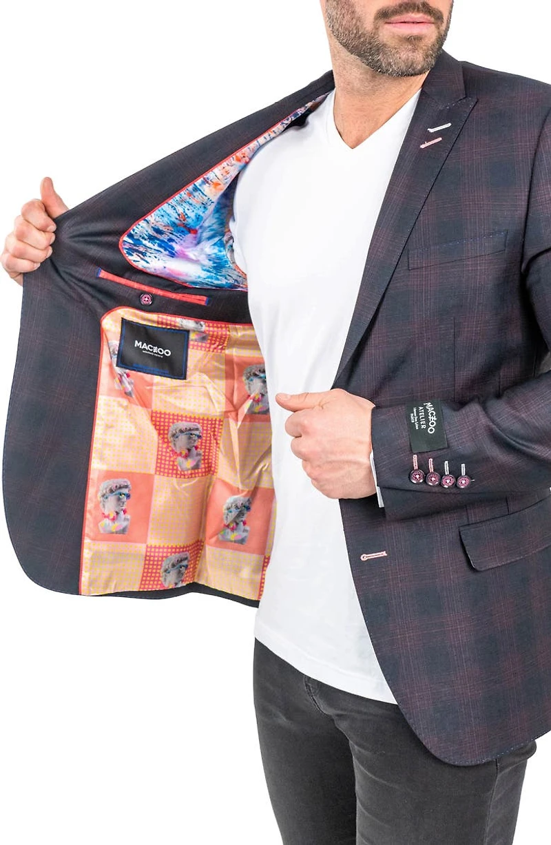Descartes Plaid Wool Blend Blazer