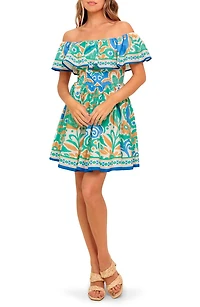 Off-the-Shoulder Print Mini Dress