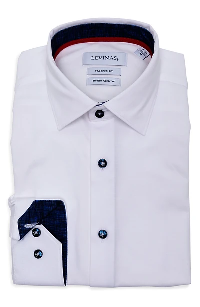 Tailored Fit Solid Cotton Dress Shirt