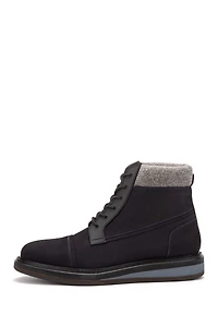Stone Faux Fur Trim Leather Boot
