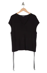 V-Neck Cap Sleeve Side Tie Top