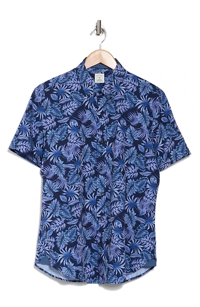 Tropical Short Sleeve Stretch Button-Down Shirt