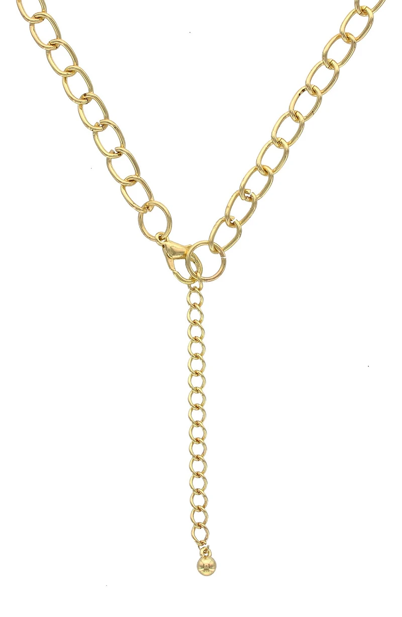 14K Gold Plated Crystal Edged Link Necklace