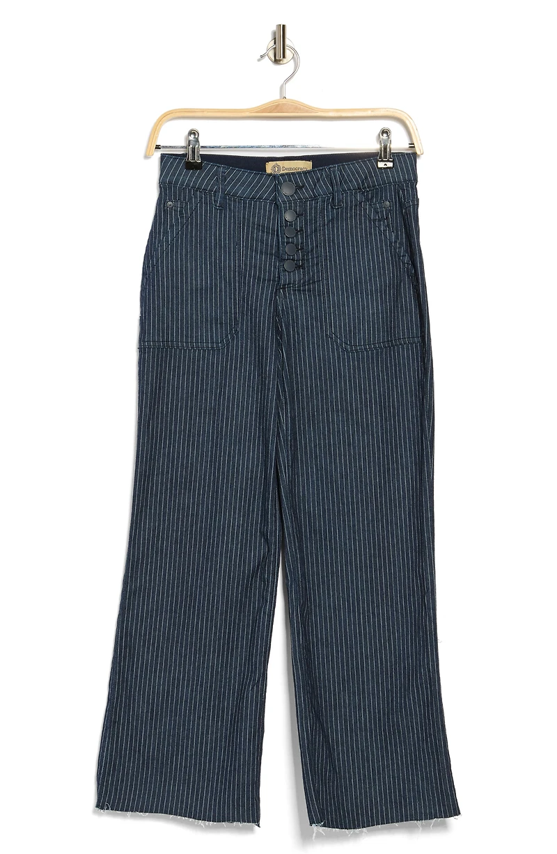 Button Fly Crop Wide Leg Pants