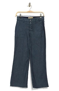 Button Fly Crop Wide Leg Pants