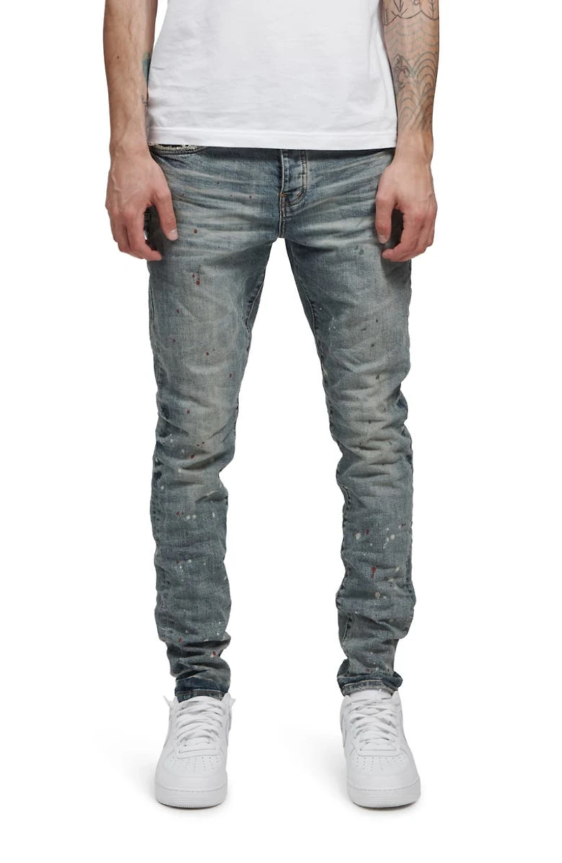 PURPLE Paint Splatter Slim Jeans