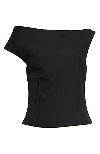 Sculptural Asymmetric One-Shoulder Wool Blend Top