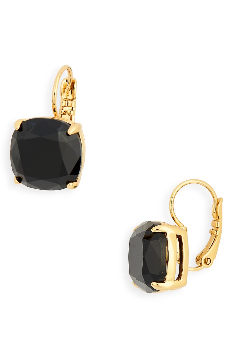 cushion cut black cubic zirconia drop earrings