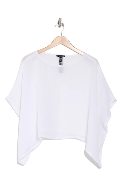 Bateau Neck Short Sleeve Organic Linen Crop Top