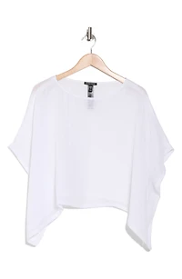 Bateau Neck Short Sleeve Organic Linen Crop Top