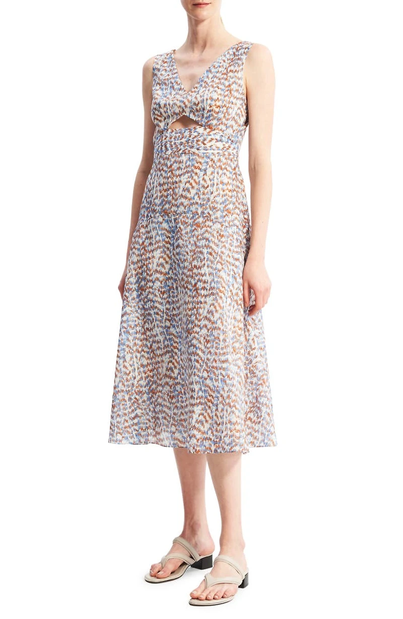 Print Cutout Midi Dress