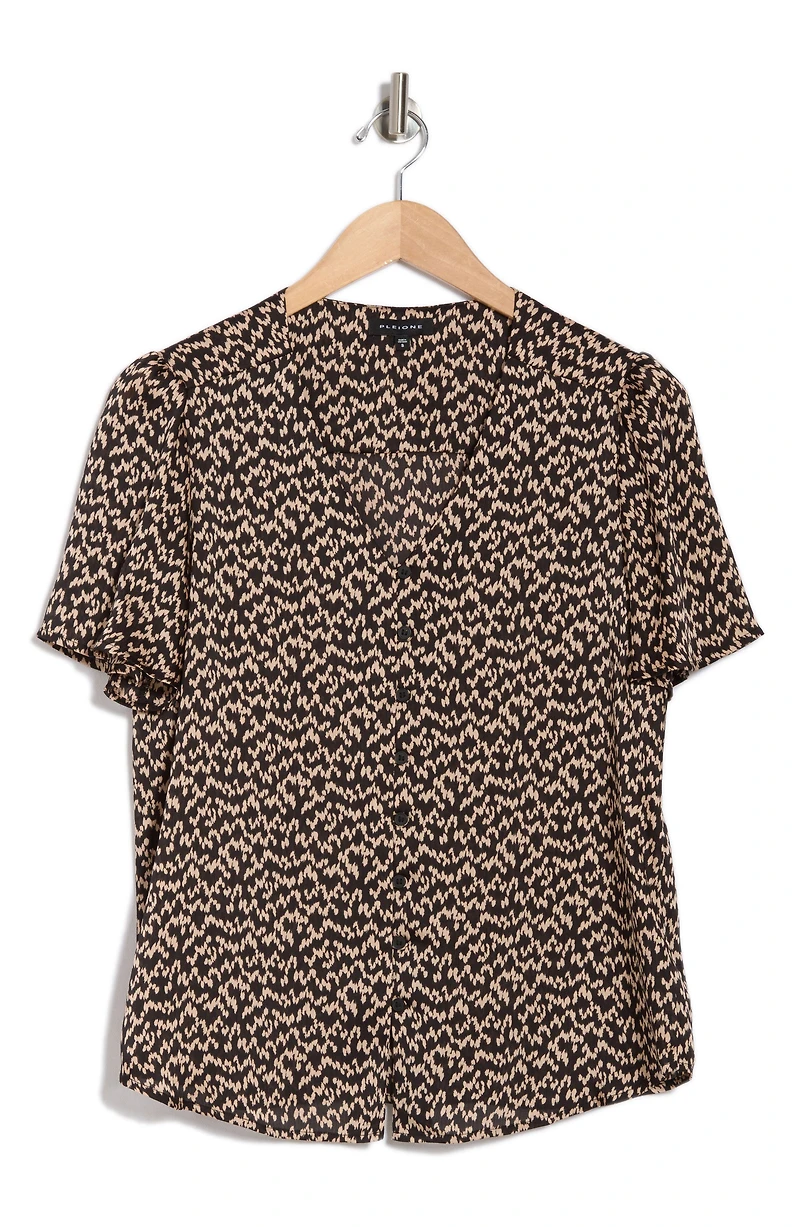 V-Neck Button Top