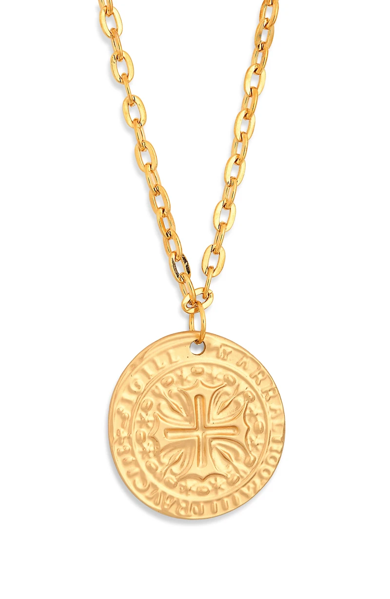 Cross Coin Pendant Necklace