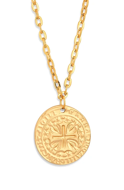 Cross Coin Pendant Necklace