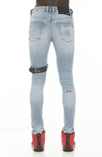 Punk Super Skinny Jeans with Studded Leg Harness