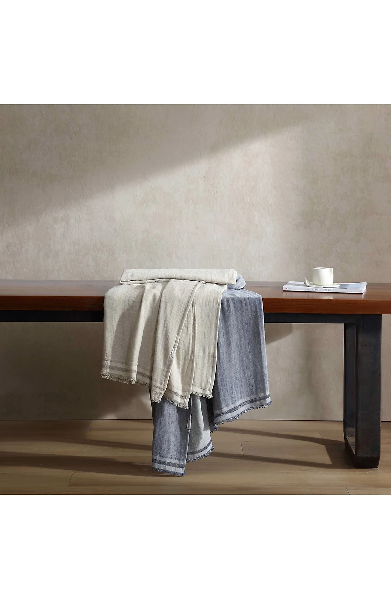 Fine Weave Linen & Cotton Blend Throw Blanket