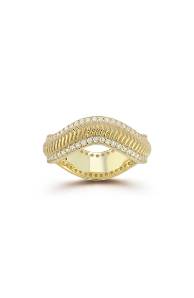 Cubic Zirconia Wavy Band Ring