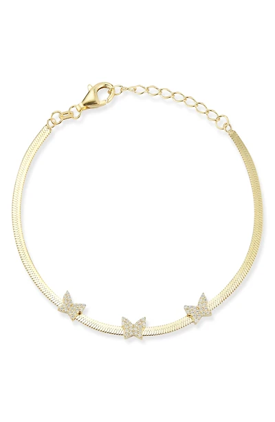 Pavé Cubic Zirconia Butterfly Station Bracelet