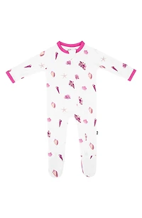 Rasberry Shell Zip Footie