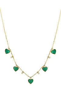 Malachite Heart & Diamond Charm Necklace