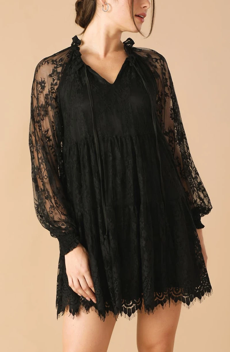 Long Sleeve Lace Minidress