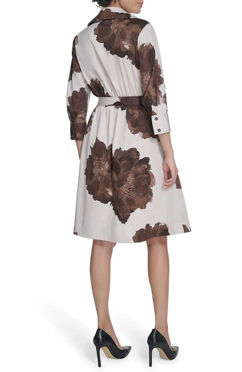 Floral Stretch Cotton Wrap Dress