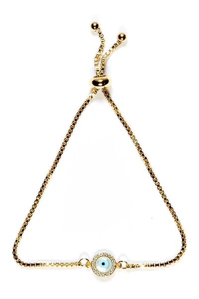 Sisterhood Evil Eye Stone Cubic Zirconia Adjustable Tie Bracelet