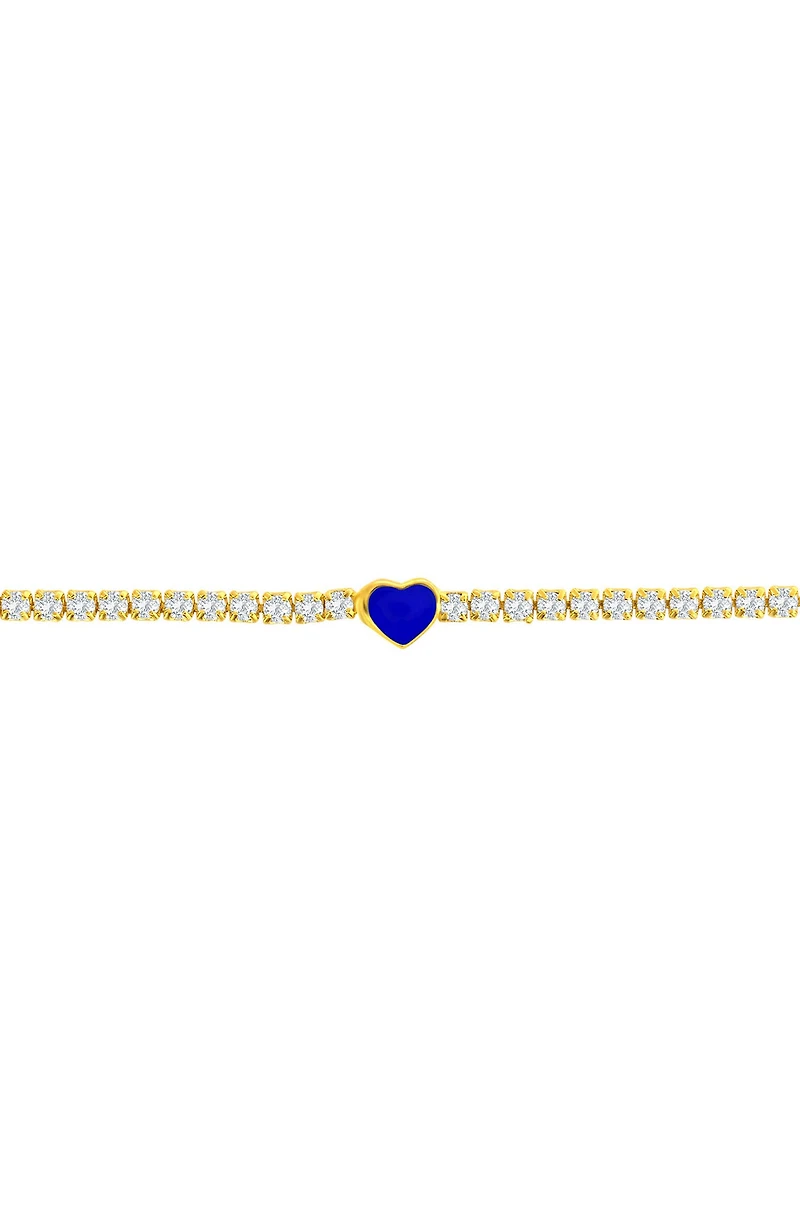Enamel Heart Cubic Zirconia Tennis Anklet