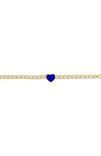 Enamel Heart Cubic Zirconia Tennis Anklet