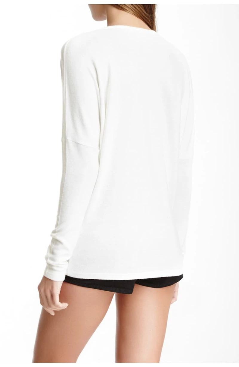 Printed V-Neck Dolman Sweater