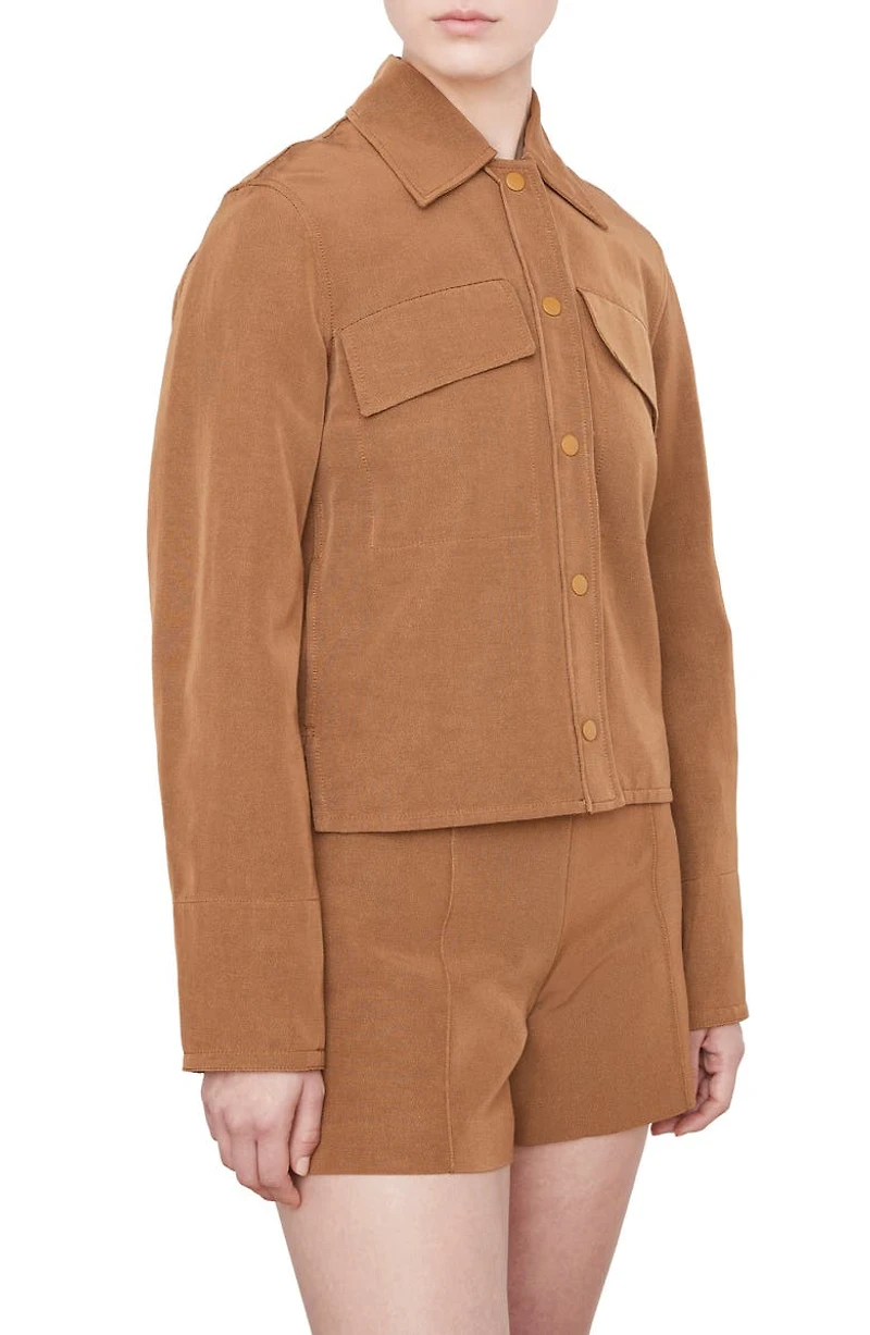 Textured Cotton Blend Shirt Jacket