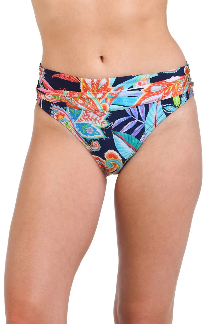 Tropidelic Paisley Shirred Banded Bikini Bottoms