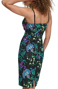 Floral Embroidered Mesh Sheath Dress