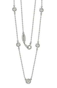 Sterling Silver White Topaz 5-Stone Station Necklace