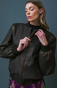 My Greatest Joy Faux Leather Bomber Jacket
