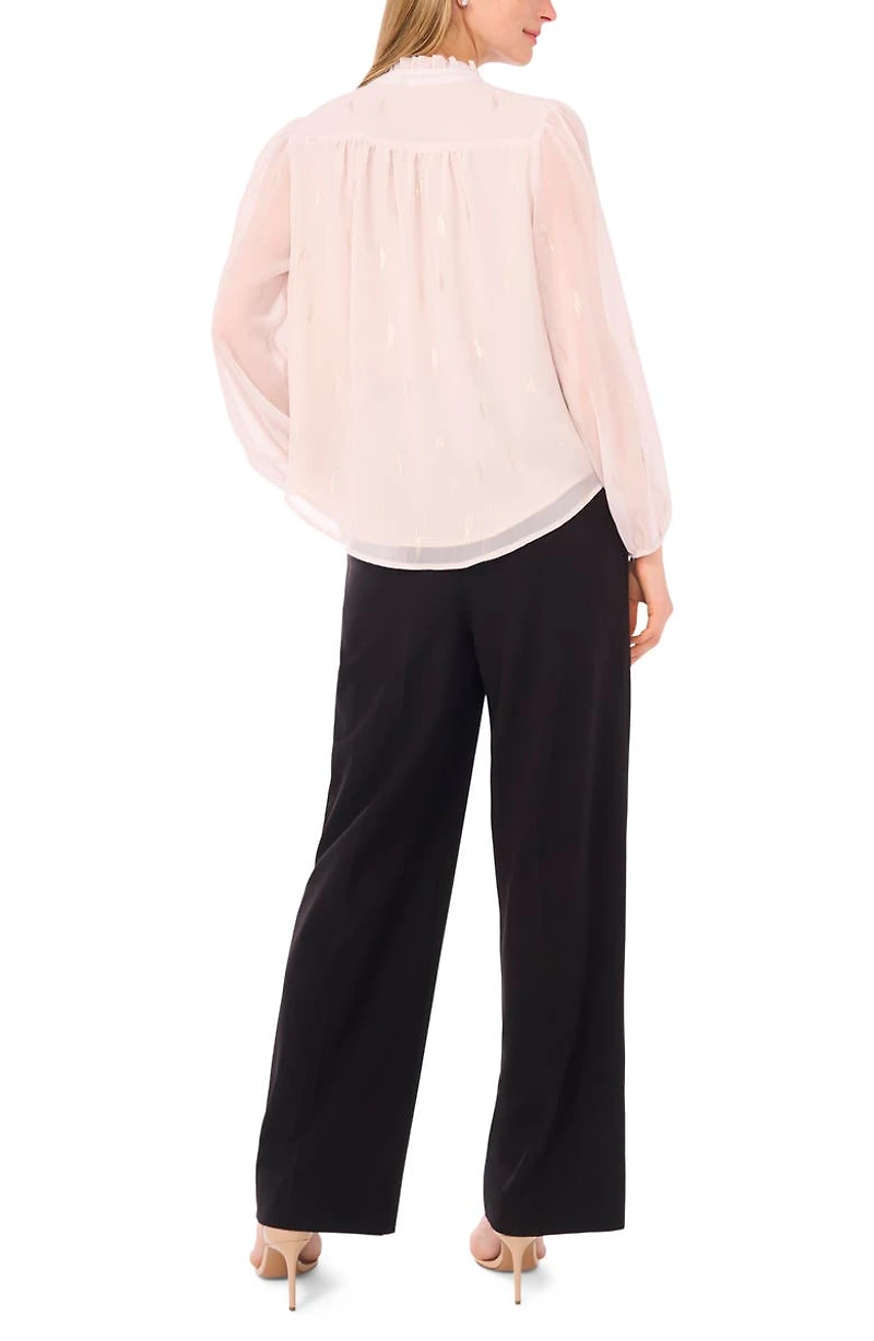 Ruffle V-Neck Button-Up Shirt