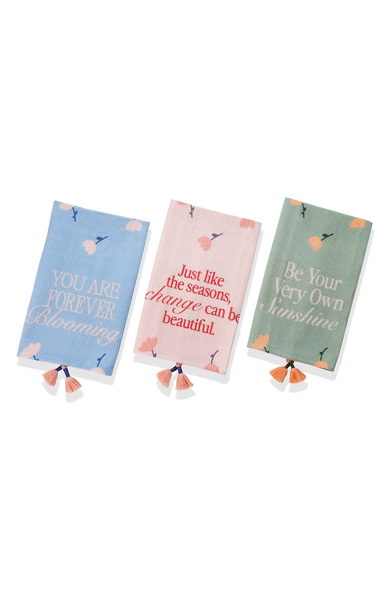 Set of Three Daily Affirmation Pastel Kitchen Towels
